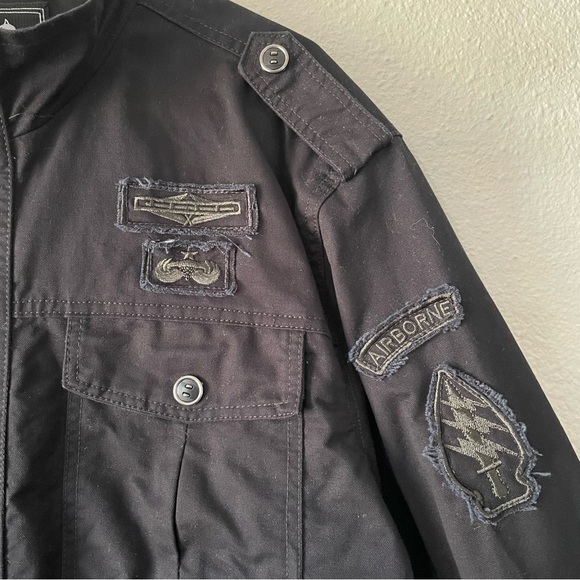 Znentianlang Casual Utility Bomber Jacket Men’s L Black Airborne Zip Up Button - Picture 8 of 16